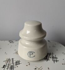 CP Ceramic Ivory White Glazed Electric Insulator Flat Top Dome Vintage picture