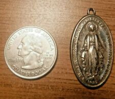 Vintage Large Miraculous Medal, Sterling Silver #40a picture