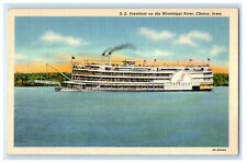 c1930s SS President on the Mississippi River, Clinton Iowa IA Postcard picture