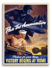 1942 “Pass the Ammunition” Vintage Style WW2 Navy Poster - 18x24 picture
