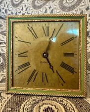 Antique 8 DAY Gilbert Picture Frame Square Desk or Shelf Clock - GOLD AND GREEN  picture