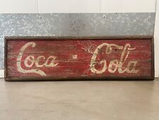 🔥 Antique Old Primitive American Folk Art Coca Cola Painted Wood Sign, 1930s picture