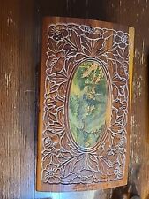 Large Vintage Hand Crafted Ornate  Cedar Jewelry Box picture