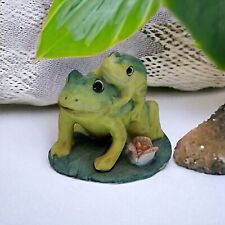 Frog Toad Carrying Baby on Back Ceramic Figurine Miniature Paperweight Vintage picture
