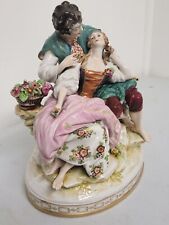 Volkstedt Latour DRESDEN  Porcelain COURTING COUPLE Flute Sheep Germany Figurine picture