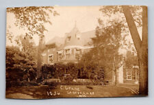 RPPC House Mansion Photo C Crane 1036 Lake Geneva WI Trimmed Postcard picture