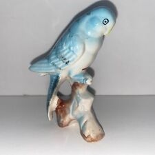 Vintage Parakeet Budgie Figurine Blue On Stump picture