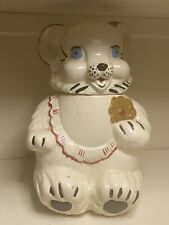 Vintage 1940s Royal Ware Girl Bear w/ Apron Ceramic Cookie Jar Cold Paint picture