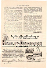1952 Print Ad Harley Davidson Hydra-Glide Motorcycle Enthusiast Magazine Illus picture