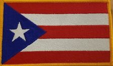 Puerto Rico Flag Patch W/ VELCRO® Brand Fastener Tactical 5 x 3  Gold Border picture