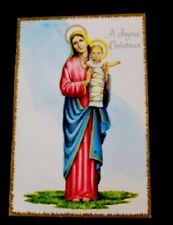 Vtg Mother Mary w/ Baby Jesus A Joyous Christmas Card USA Halo picture