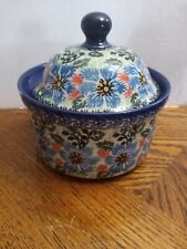 Cover Bowl  5'' Unikat Karbownik  With Floral Pattern Poland picture