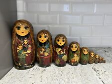 Unique Large Matrioshka Nesting Dolls Hand Panted 10pc Fairy tales collectible🔥 picture