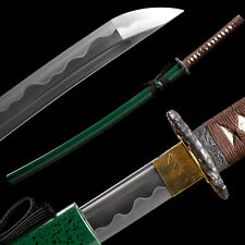 Katana Full Tang Handmade Japanese 1095 Carbon Steel Green Samurai Sword picture