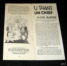 ANTI UNITED NATIONS & U THANT 1963 ANTI COMMUNIST RELIGIOUS TRACT CARL McINTIRE picture