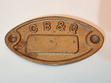 Vintage CB&Q Railroad Brass Property Inventory Tag UNENGRAVED Burlington Quincy picture