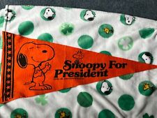 Vintage Snoopy for President Banner Felt Pennant Flag Peanuts Orange Exc. Cond picture