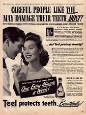 1943 Teel Dentifrice Print Ad WWII Mouthwash Navy Beautiful Woman picture