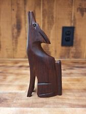 Vintage Hand Carved 6.5” Howling Coyote Wolf Figurine Southwest Decor picture