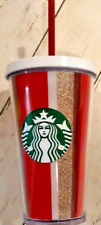 Starbucks Double Walled Tumbler Cold Hot red gold Acrylic  12 OZ New Bin 4 picture