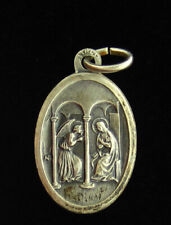 Vintage Mary Annunciation Medal Religious Holy Catholic Sacred Heart of Jesus picture