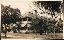 RPPC Two Story Grand house,wrap around porches,palm tree Real Photo Post Card picture