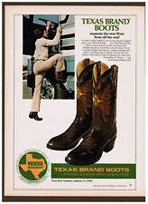 Vtg TEXAS BRAND BOOTS 1980s Western Style Cowboy Boots Print Ad picture