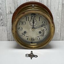 Antique Seth Thomas Ship's Bell Brass Clock With Key Vintage picture