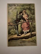 Victorian Trade Card “Taking Toll” Leaning In For Kiss Utica NY Reynolds ShoeA94 picture