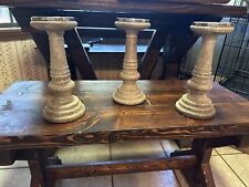 THREE Tier Pillar Candle Holders ~ 10”Excellent Condition  Silver Glitter picture