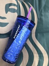 New Starbucks Summer 2021 Blue Glass 18oz Tumbler picture