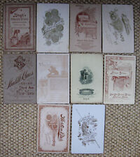 LOT OF 10 ANTIQUE CABINET PHOTOS WITH NICE INTERESTING PHOTOGRAPHER'S BACKSTAMPS picture