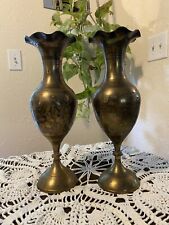 Pair Of Beautiful Etched and Colored Vintage 12 