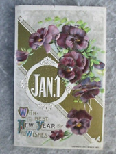 Antique January 1, With Best New Year Wishes, John Winsch Embossed Postcard 1914 picture