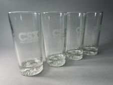 4 Vintage CSX Transportation Railroad Train Bar Tall Beer Glasses / Tumblers picture