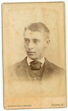 Antique CDV Circa 1870s McKecknie & Oswald Handsome Young Man in Suit Toledo, OH picture
