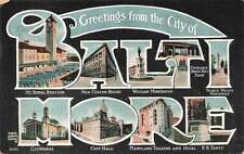 c1910 Large Letter Buildings Greetings From Baltimore MD P424 picture
