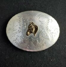 Vintage Western hand engraved nickel silver horse buckle picture