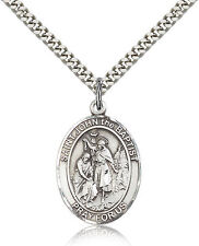 Saint John The Baptist Medal For Men - .925 Sterling Silver Necklace On 24 C... picture