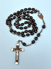 VTG Black Beads Prayer Religious Catholic Crucifix Rosary France Black & Silver picture