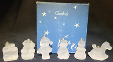 Six 1983 Goebel Frosted Glass Christmas Ornaments Santa Snowman Gift Horse Angel picture