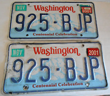 Washington License Plate Centennial Celebration Pair # 925-BJP Expired 2001 picture