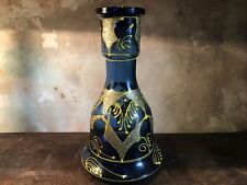 Vintage Hookah Water Pipe Bong Blue Glass Bell Base Painted Bohemian Antique picture