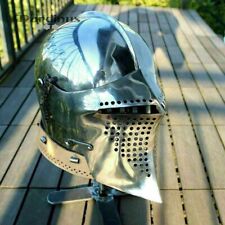 Medieval Buhurt Sca Larp Reenactment 16Ga Steel Bascinet Helmet Knight Warrior picture
