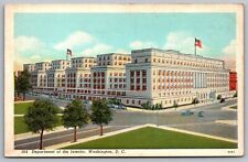 Department Interior Washington DC American Flags Birds Eye View Old Car Postcard picture