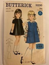 Vintage BUTTERICK 3230 Girls' Dress Jumper Blouse Toddler Size 2 Uncut New picture