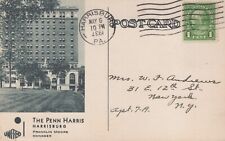 VTG Postcard - The Penn Harris - Harrisburg, PA 1937 Stamped/Signed picture