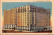 Vtg 1930's Jefferson Hotel St Louis Missouri MO Linen Postcard picture