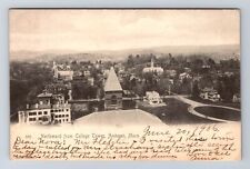 Amherst MA-Massachusetts, College Tower Looking North Vintage c1906 Postcard picture