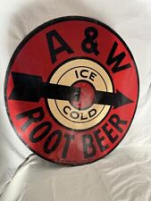 SUPER RARE 3' A&W RED ICE COLD ROOT BEER SODA  ROUND ADVERTISING ARROW SIGN picture